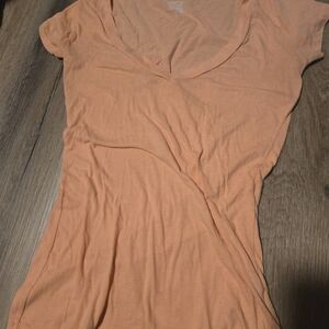BDG Light Orange V-Neck Short Sleeve Tee